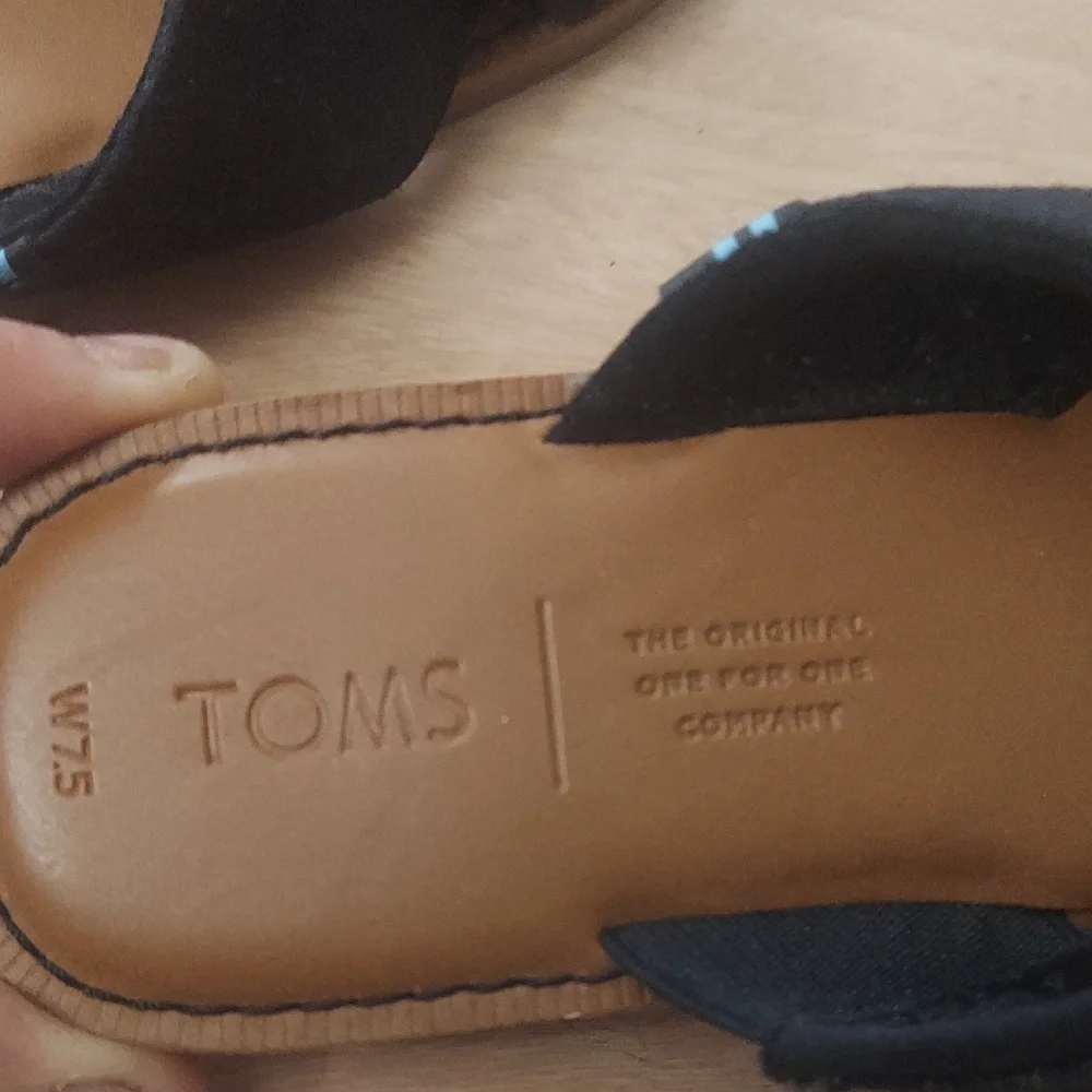 Toms Black & Brown Cross-Strap Slide Sandals Sz 7.5